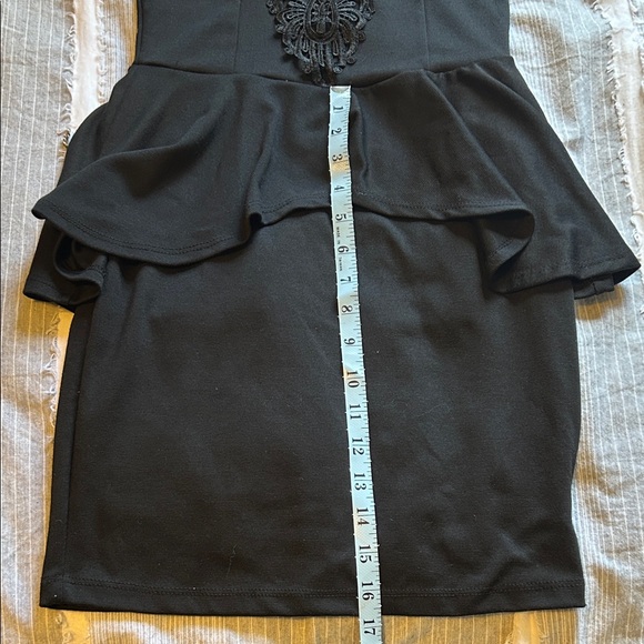 Windsor Black strapless Lace Halter detail  peplum Lace Mini Dress - Picture 7 of 15